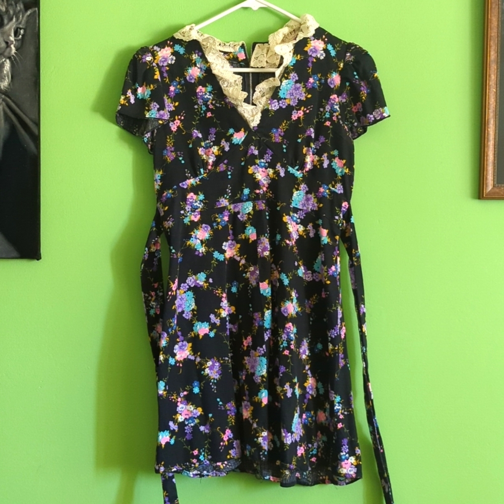 60s Vintage Floral Fit-to-flare Dress